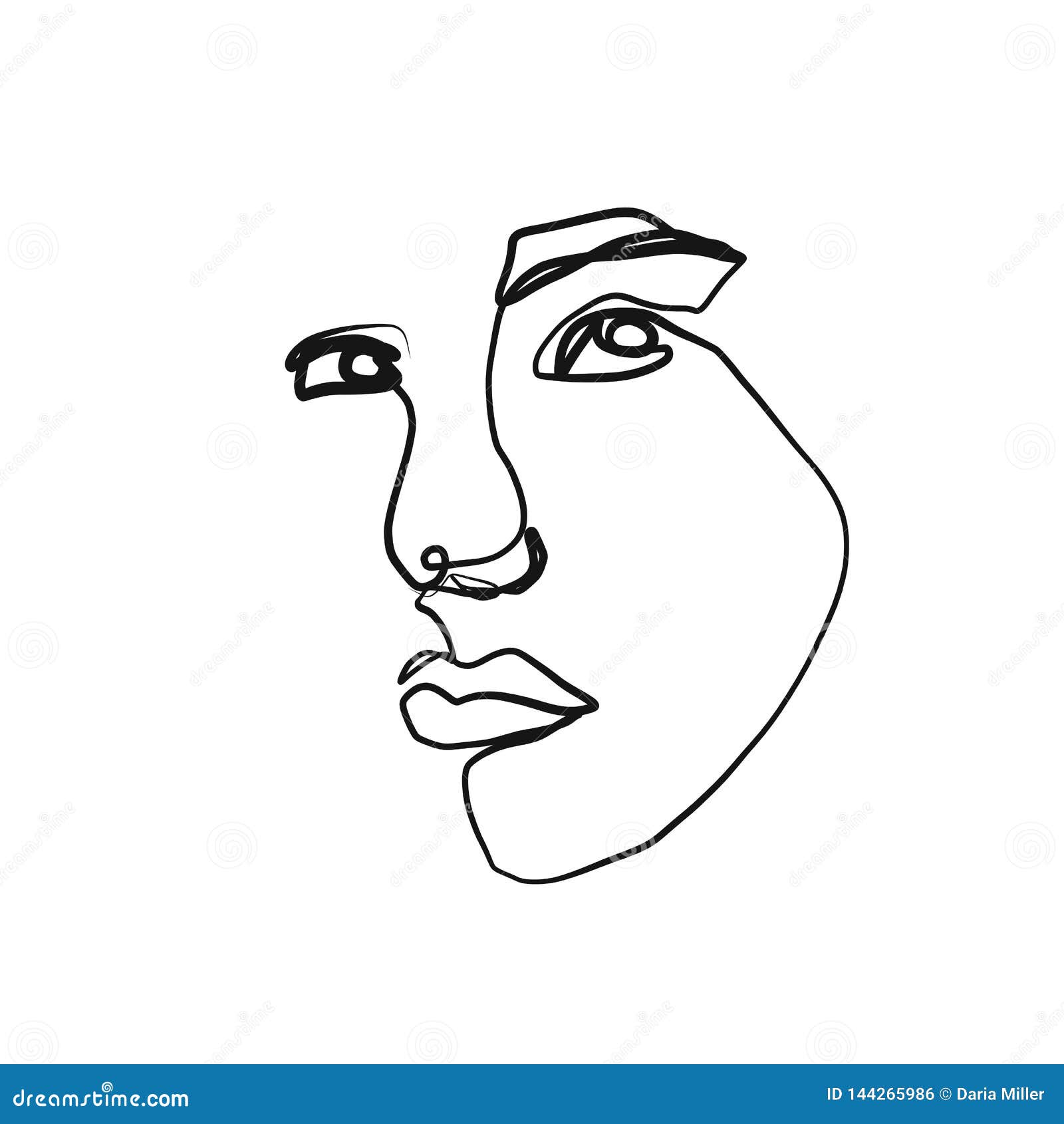 Dessin Au Trait Continu Abstrait De Visage Humain Une Dessin Au Trait Continu Abstrait De Visage Humain Une